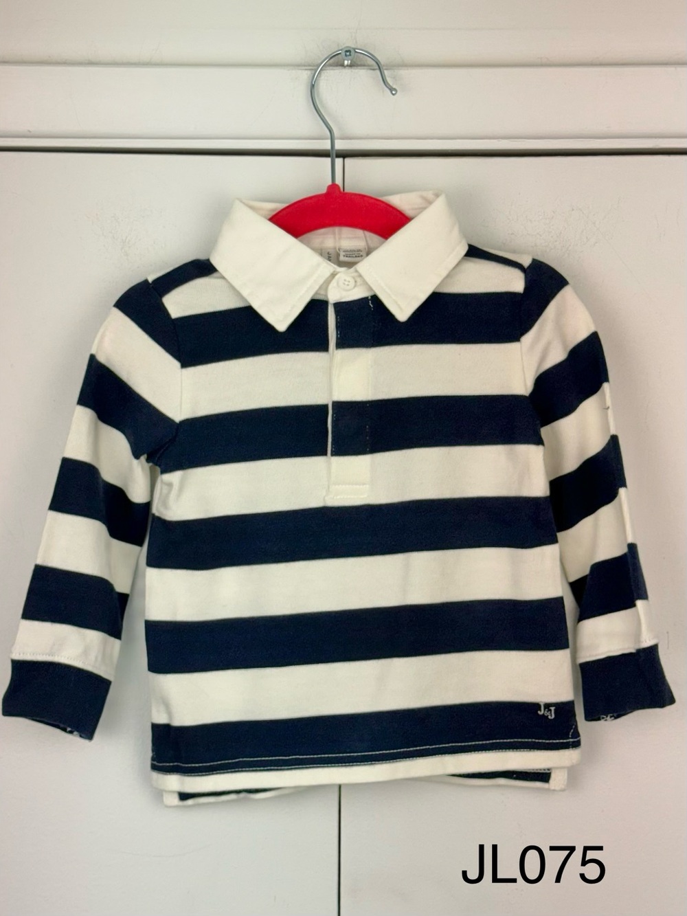 Janie and Jack Navy White Striped Rugby Shirt 12-18M NWT